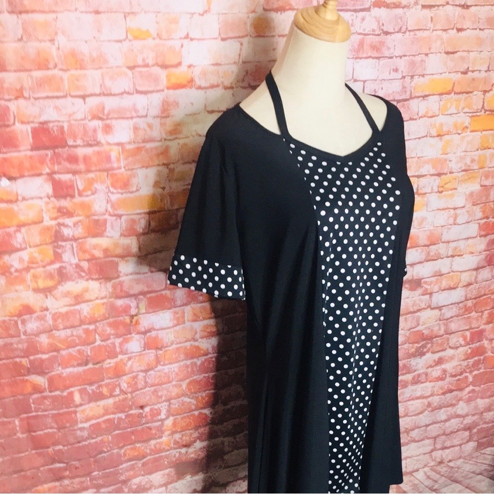 Black and White Polka Dot Women's TopCozy Collections Black and White Tunic - Picture 3 of 9